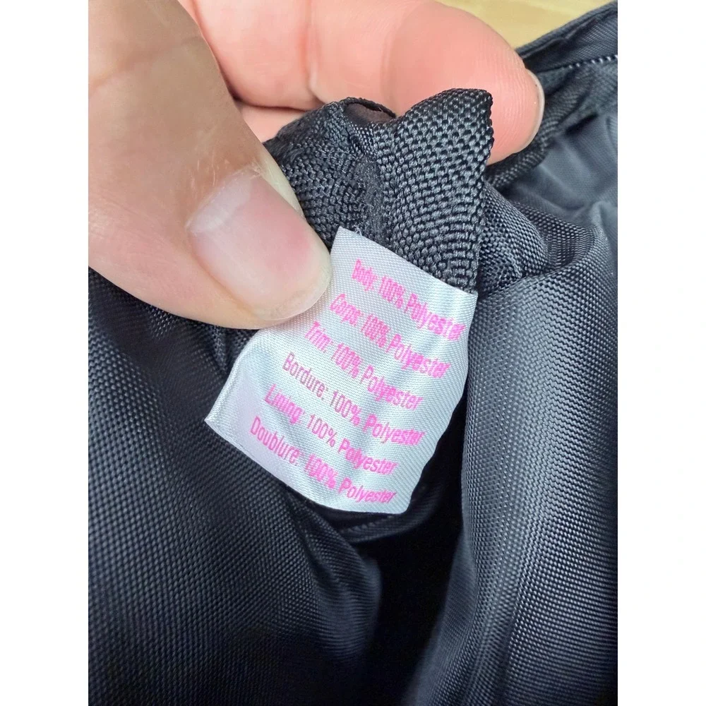 Victorias Secret PINK Black Rhinestone Logo Backpack Glitter Strap School Bag